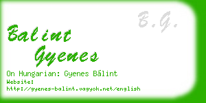 balint gyenes business card